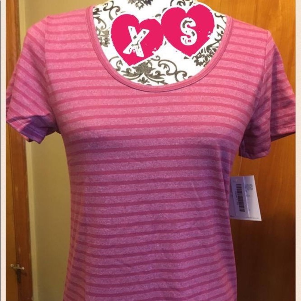 LuLaRoe XS Pink Striped Classic Tee